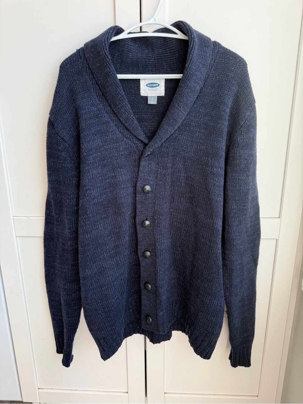 Old Navy Men’s Size L | Navy Shawl Collar Wool-Blend Cardigan Sweater | Fall